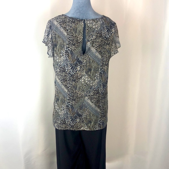New Directions black jumpsuit with animal print overlay size medium - Picture 7 of 9